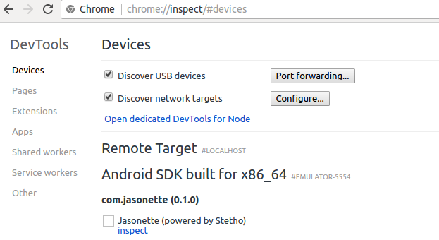 chrome devices inspector window